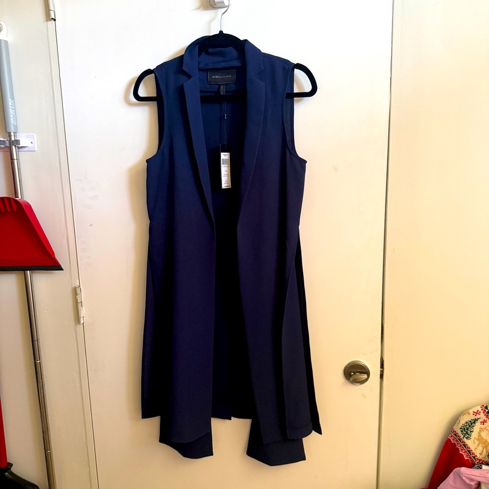 NWT BCBG / XS / Navy Long Vest / NWT